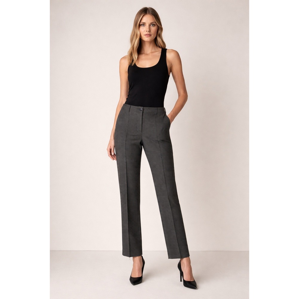 Helmut Lang Womens Grey Houndstooth Virgin Wool Blend Straight Leg Pants‎ Size 2